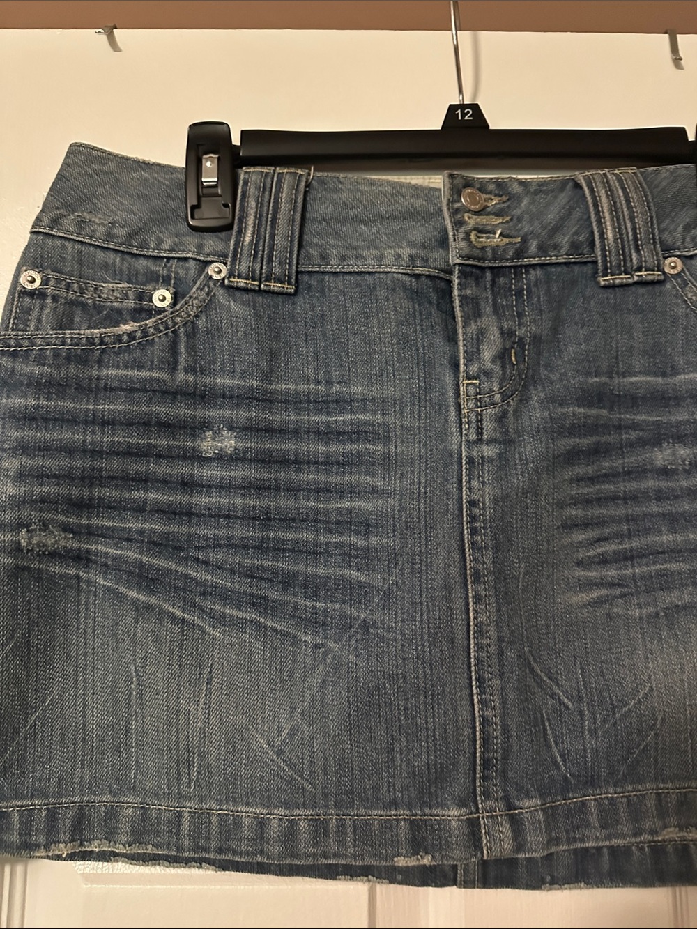 LONDONJEAN Distressed Denim Mini Skirt - Blue - Picture 2 of 5
